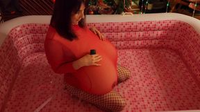 Real Time Z Cup Water Inflation In Mesh Pink Top and Fishnets - Camera 2