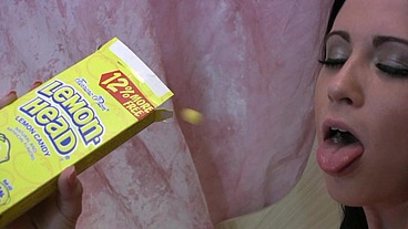 Purefilmstv - Brunette in red underwear masturbates after spilling cereal