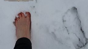 Socks and Soles get a Snow Day Outing! Watch my Bare Feet Leave Spread Toe Footprints… Brrr! Lower Resolution Version