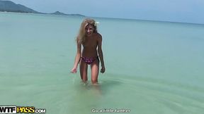 Sextractive blonde girl Tiffany is bathing in the ocean naked