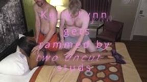 Kelly Lynn gets fucked and creampied by Buck and Morgan Faircock