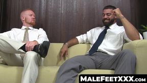 MaleFeetXXX.com - Redhead freak's BBC facial while enjoying toe sucking