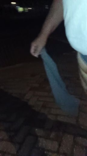 wiggling my dick while walking outside, hoping for some attention.