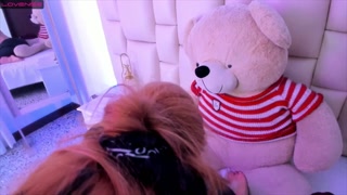 Cute faced redhead sucks dildo in pov for you