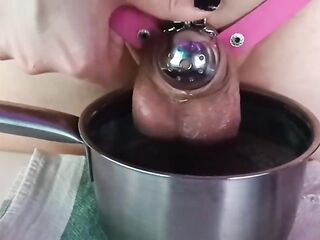 Trans Gal groans as her nuts get boiled~