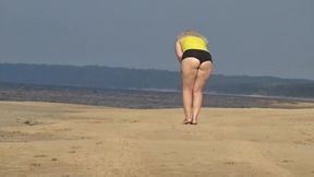 big ass in mini shorts - walk on beach