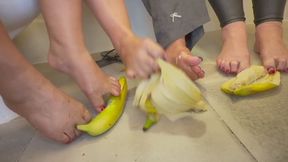 Banana Smash Fun: Three Goddesses, Squishy Toes & Sweet Mess!