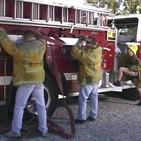 These super sexy firefighters had incredible sex next to their fire truck after cleaning it