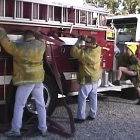 These super sexy firefighters had incredible sex next to their fire truck after cleaning it