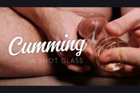 Squirting into the shotglass and then...