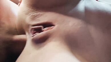 Female orgasm from anal sex. Close up