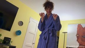 Stepmom Drains Massive Load From StepSons Huge Cock In Bathrobe