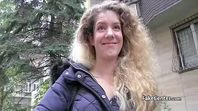 Curly Babe Swallows Cum In Public With Swallows Babe