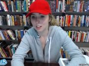 teen latina in public library showing tits