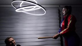 Nympho Harley Quinn deep throats Batman's shaft