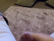 Fat guy with micropenis wanks off with explosive cumshot