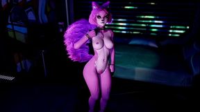 Mischievous furry e-girl shows off her sweet toned body in dark bedroom