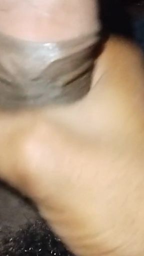 Huge Cock Is Cumming at Night on the Bed