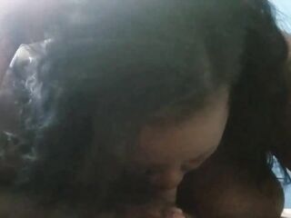 Large tit black drinks my cum