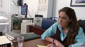 sexy female frustrated doctor cant stop to touch black boys big dick and seduce him to interracial cheating fuck