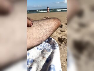 A passerby saw a mother I'd like to fuck stroking my schlong on a nudist beach