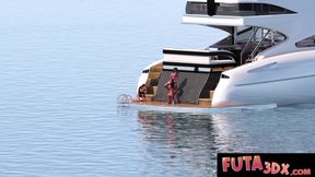 FUTA 3DX - Big Titted Futa Babes Wild Boat DP &amp; Doggystyle