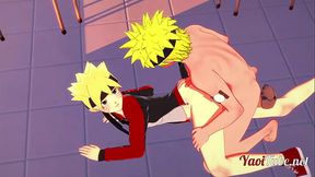 Boruto Naruto Yaoi - Boruto x Naruto blowjob with cum in his mouth and bareback with creampie