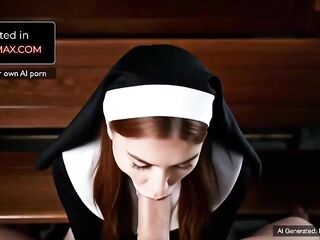 AI Gen Nasty Nun Seduces Businessman & Takes Penis Inside the Church