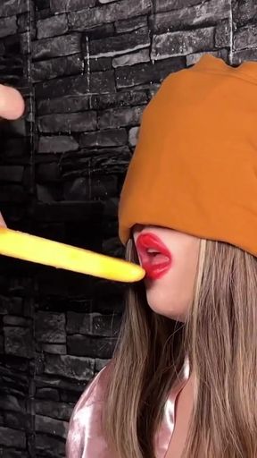 Memorable moment from &quot;ICE CREAM GAME. Step Sis DEEP-THROATING and getting a big CUMSHOT during the Taste Game&quot;