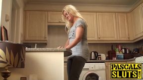 Tattoed blonde Jakki Louise gets fucked by guys big fat cock