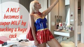 A MILF becomes a super MILF by sucking a huge cock