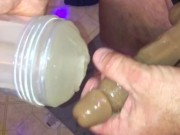 Fleshlight was extra tight as I Double Barrel fucked it while wearing wifes strap on harness & dildo