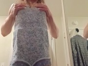 Kitty Kat trans girl masterbates and cums in romper