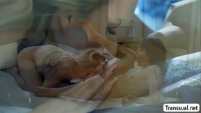 Big tits Trans licks and fucks her friends wet pussy