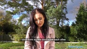 Public Porn Sexy brunette lady fucks and sucks to make ex jealous