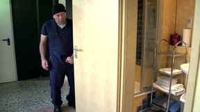 Two hot MILFS in action. One in the office and the other one in the kitchen of the restaurant 2 scenes in 1