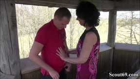 German Step Mom Caught and Seduce to Public Fuck by Two Stranger