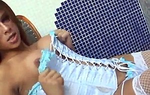 Mutual screw with tranny in stockings