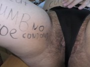 Pregnant girl covered in dirty bodywritings. turned into cumdump