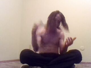 Topless Transgirl Brushing Her Own Hair
