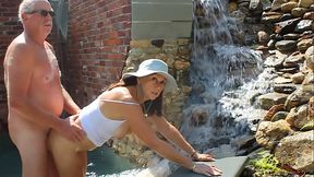 Outdoor Fucked and Cum Swallow in Waterfall - Candi Annie