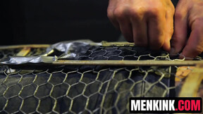 ”Max Ferro cage fucks bald virgin sub Joseph Banks with no mercy”