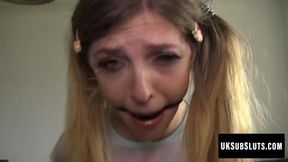 UKSubSluts com - Rhiannon Ryder's skinny petite super rough BDSM treatment
