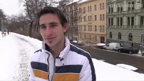 CZECH HUNTER 395 - Cute Hunk Whips Out His Dick In The Snow Then Goes All In