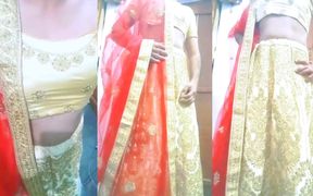 Indian Gay Crossdresser Gaurisissy Feeling Horny in Golden Lehanga