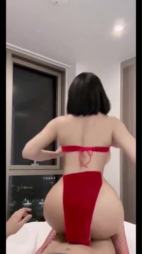 Red lingerie, dance pose