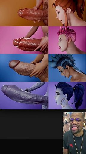 Multiple Overwatch Transgender Sluts Jerking off and Cumming at the Same Time