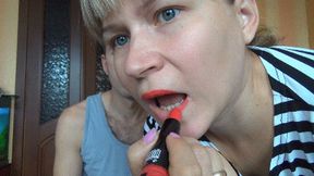 red lipstick kisses all over face 2 L