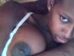 Busty ebony chick on webcam