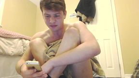 Cute and Hot Ameriacn Twink Jerk and Oil Cock, Hot Cumshot to Finish